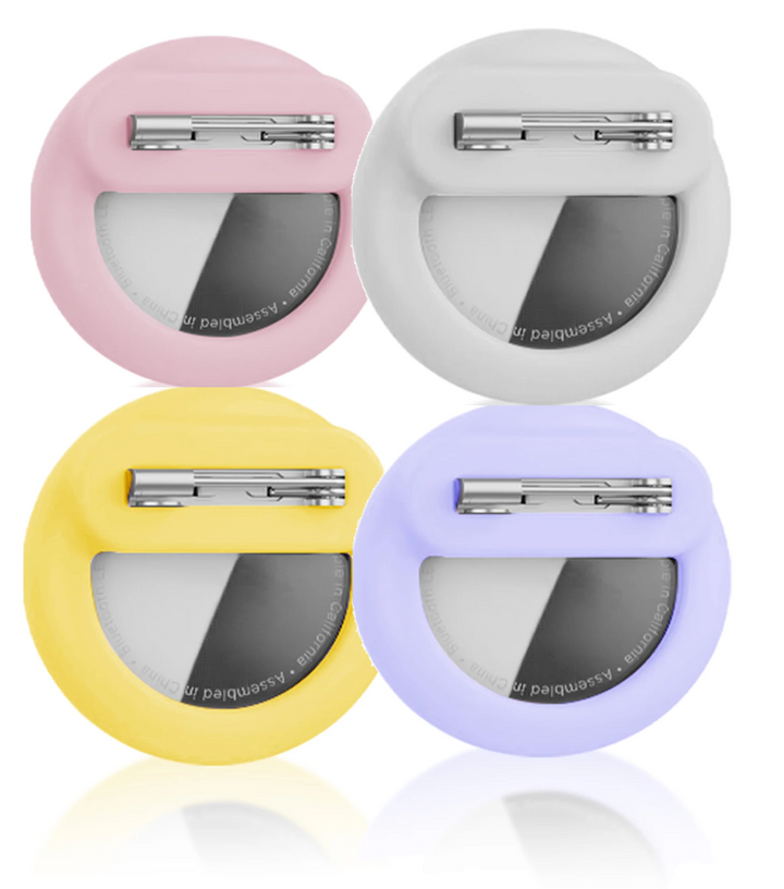 Pin on AirTag holder 4 pcs - White/Pink/Purple/Yellow