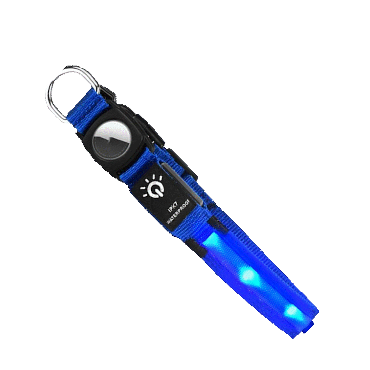 Waterproof LED dog collar. - Blue