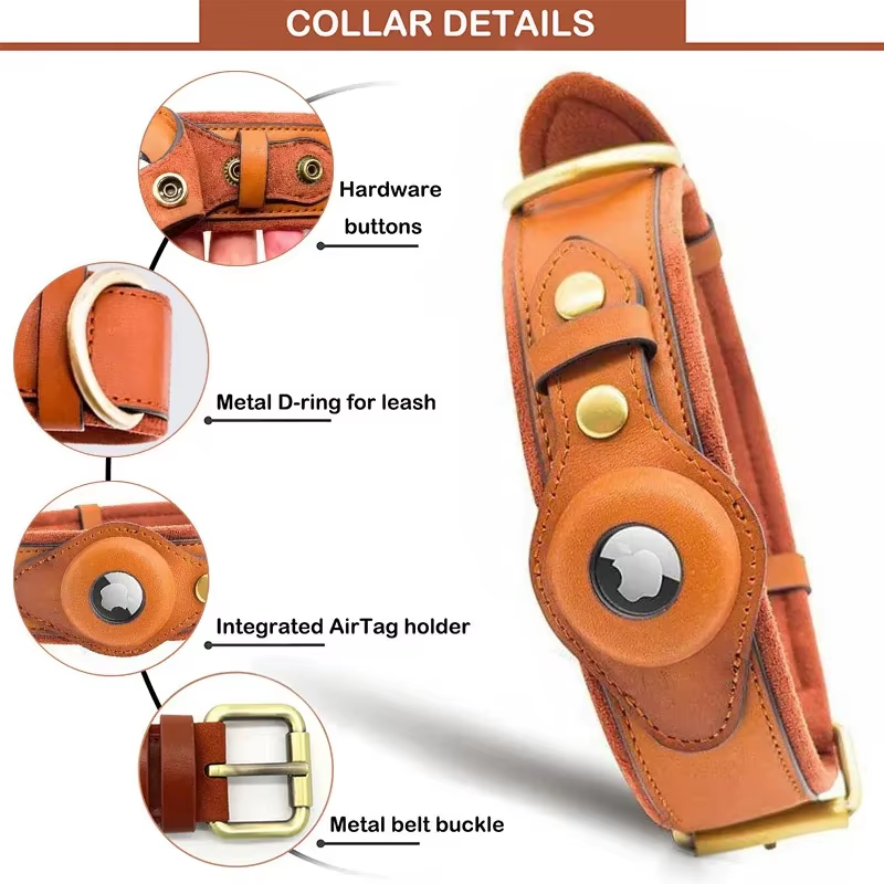 Heavy duty leather dog collar. Tan.