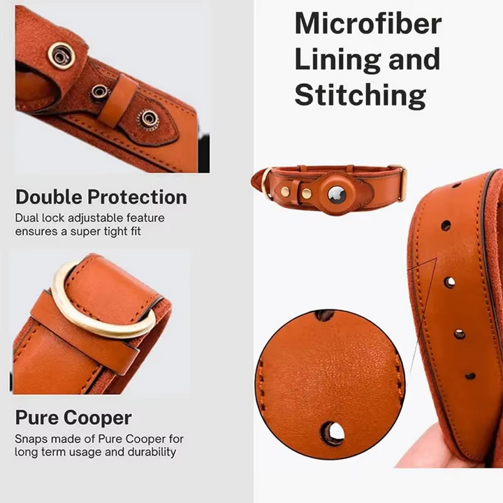 Heavy duty leather dog collar. Tan.