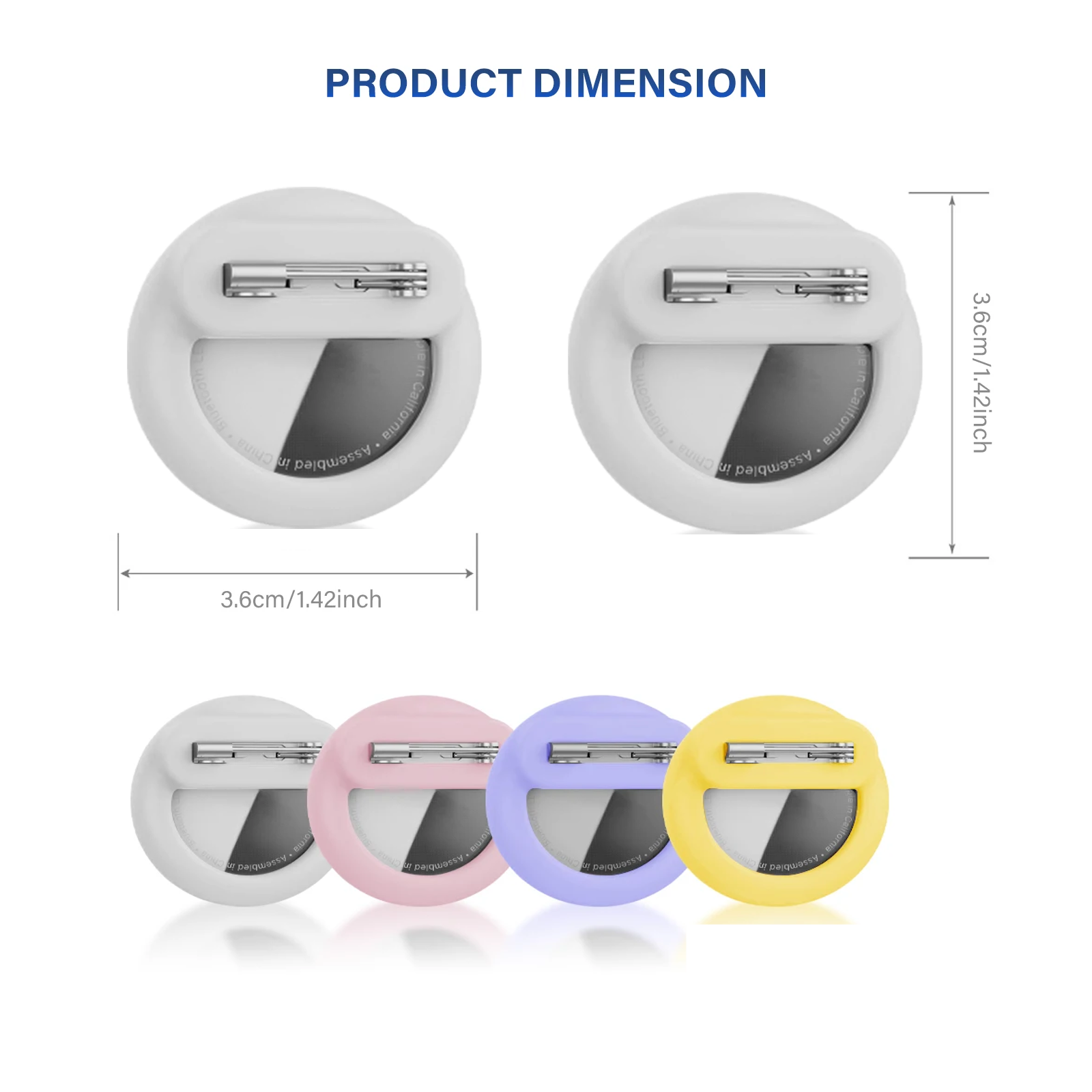 Pin on AirTag holder 4 pcs - White/Pink/Purple/Yellow