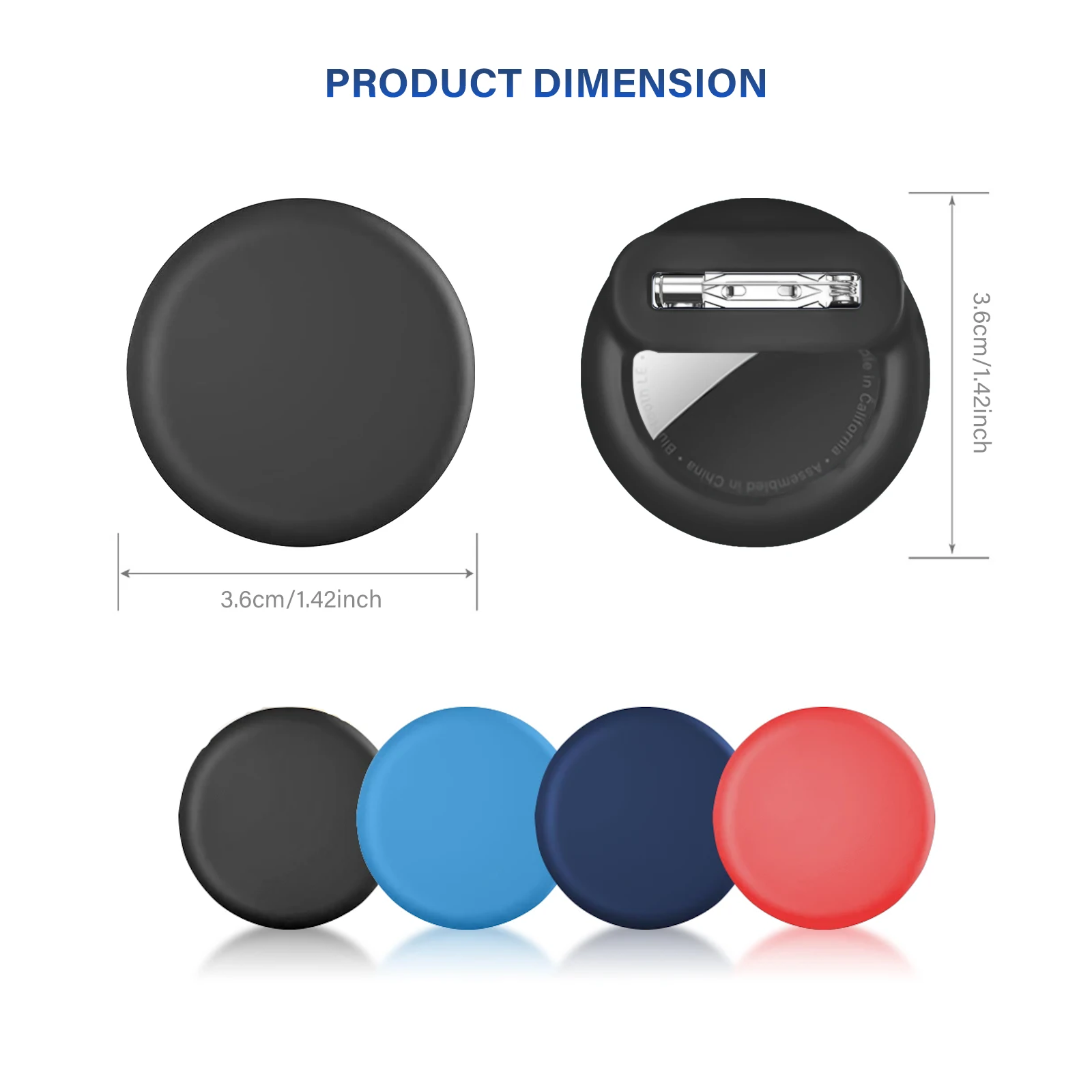 Pin on AirTag holder 4 pcs - Black/Dark Blue/Red/Light Blue
