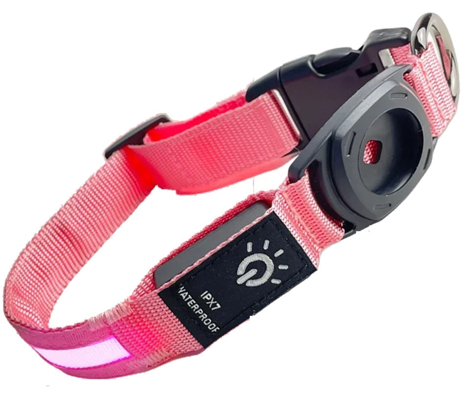 Waterproof LED dog collar. - Pink
