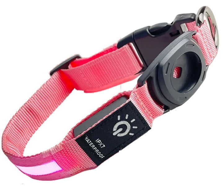 Waterproof LED dog collar. - Pink