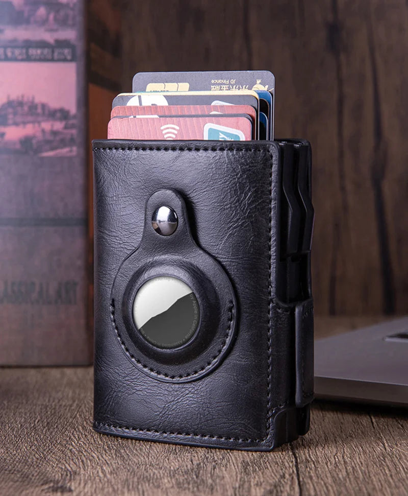 PU leather, triple fold, extra protection wallet - Black.