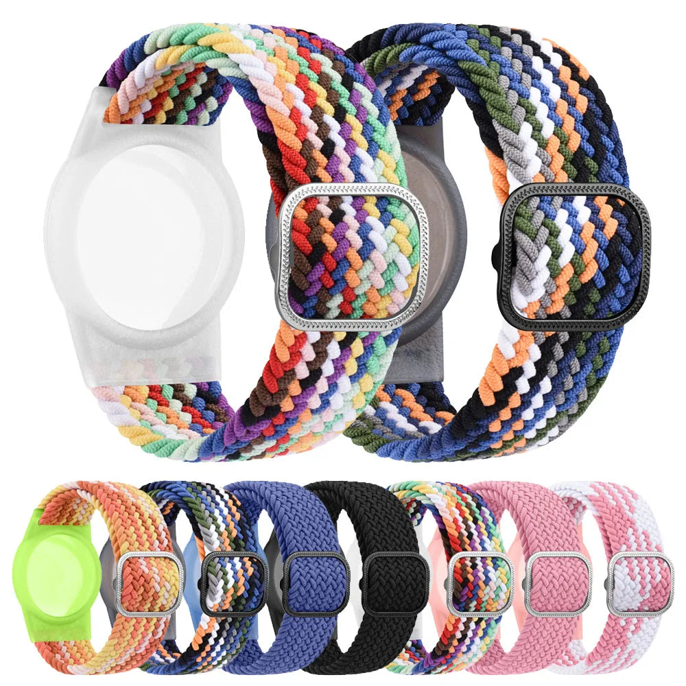 Braided children's wristband for AirTag