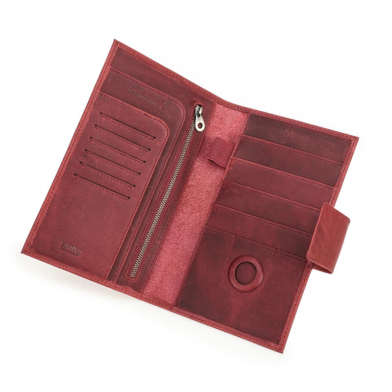 Genuine Leather Family Passport Wallet (with RFID and AirTag Slot)