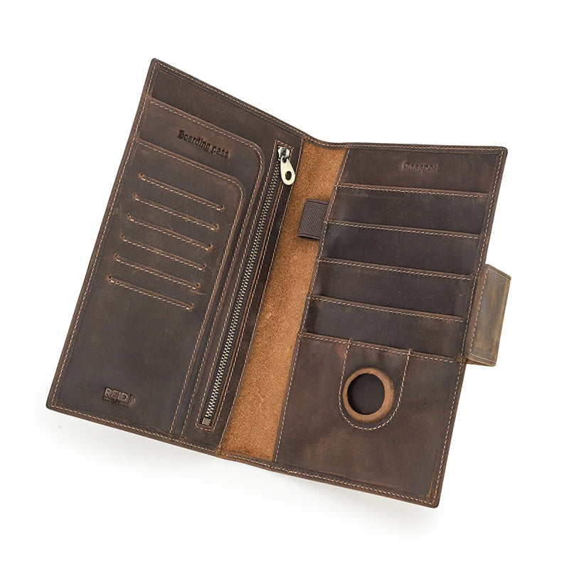 Genuine Leather Family Passport Wallet (with RFID and AirTag Slot)