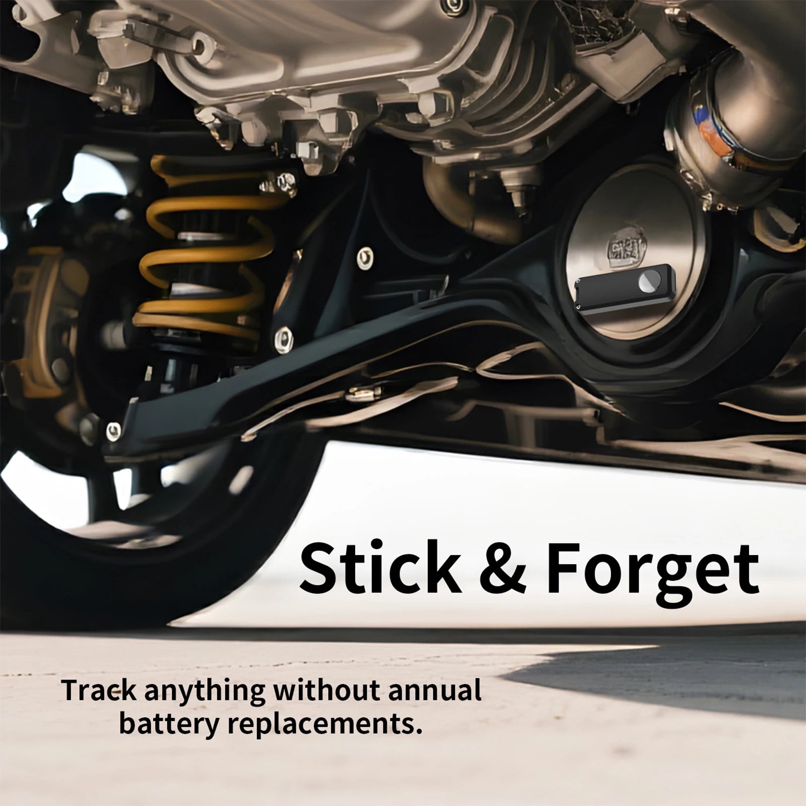 Stick-on Airtag case with additional Battery Power for extended life.