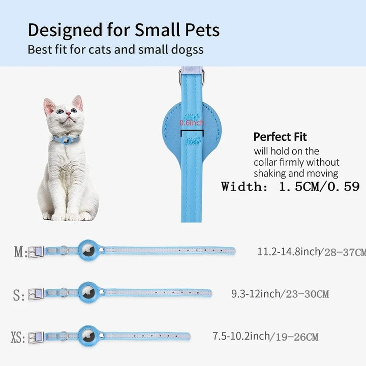 Reflective leather cat collar. Pink