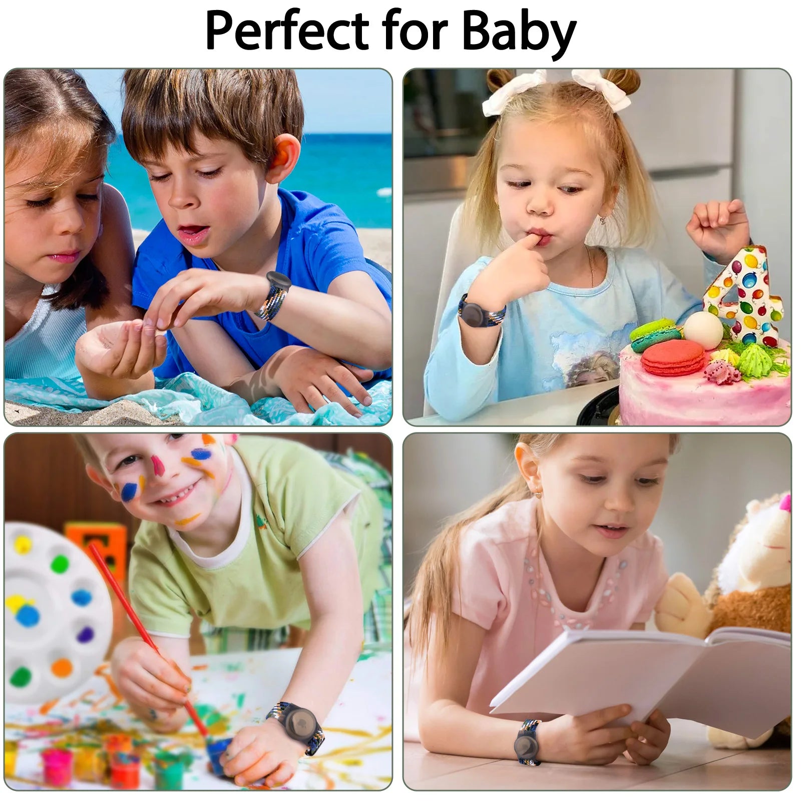 Braided children's wristband for AirTag