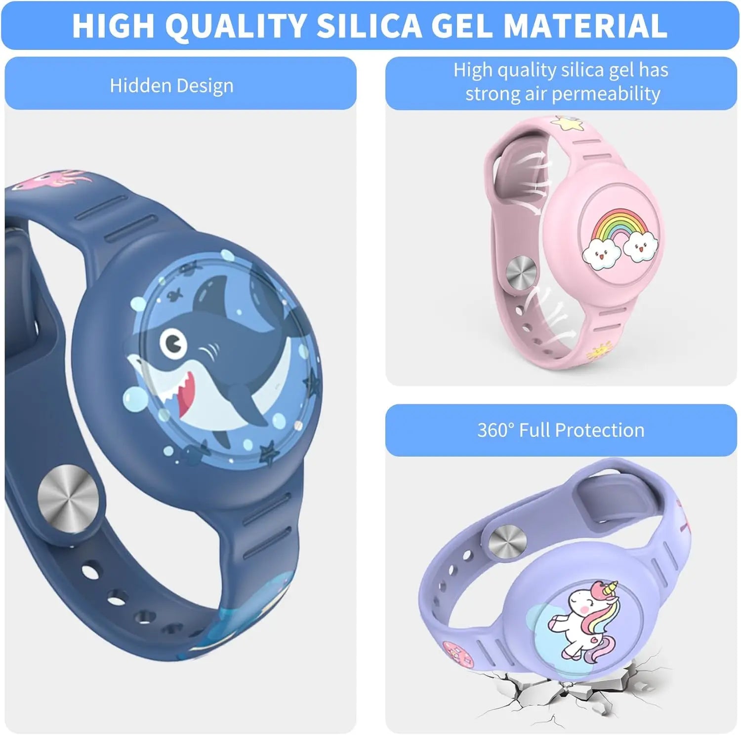 Soft silicone, children's Air Tag bracelet.