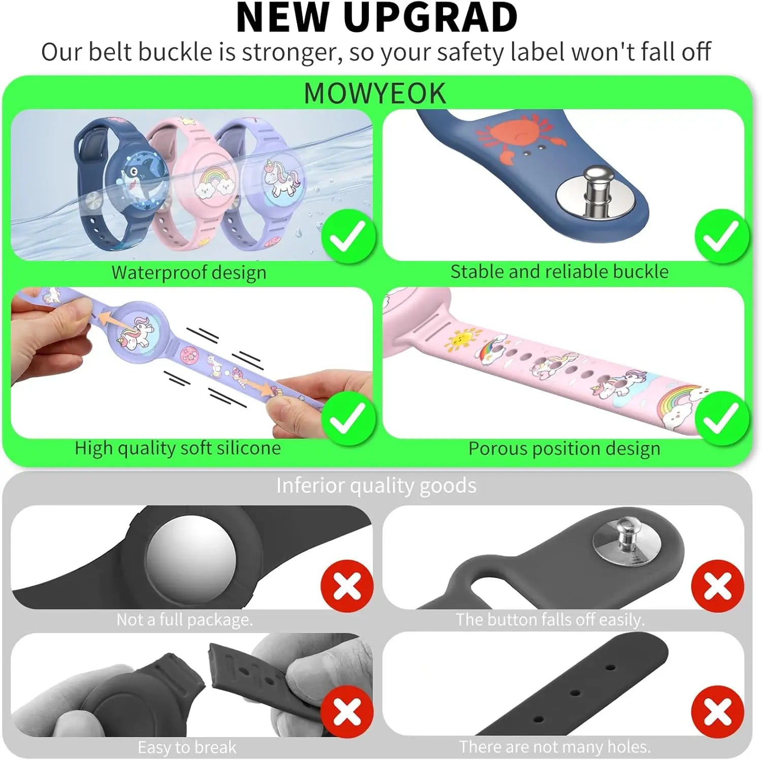 Soft silicone, children's Air Tag bracelet.