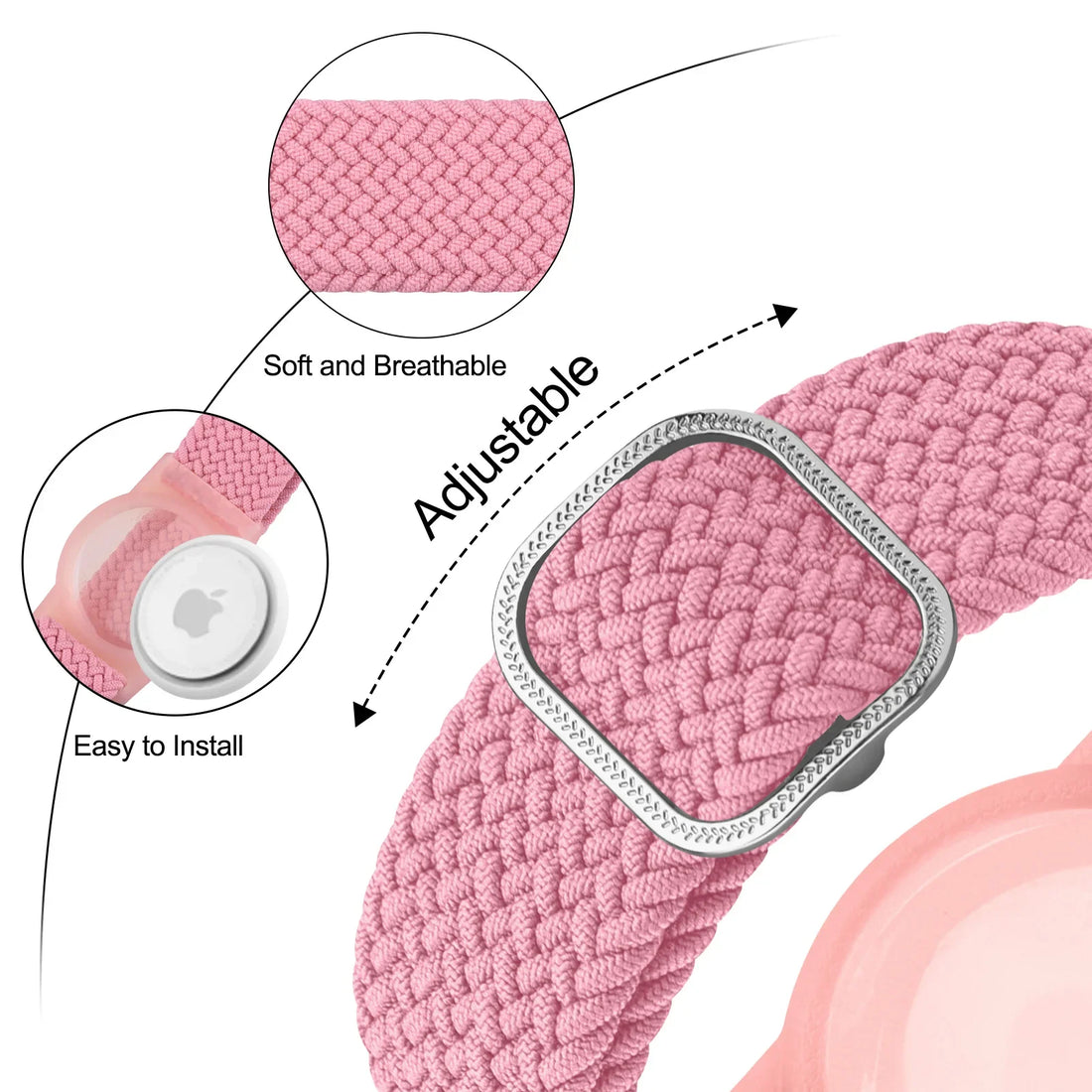 Braided children's wristband for AirTag