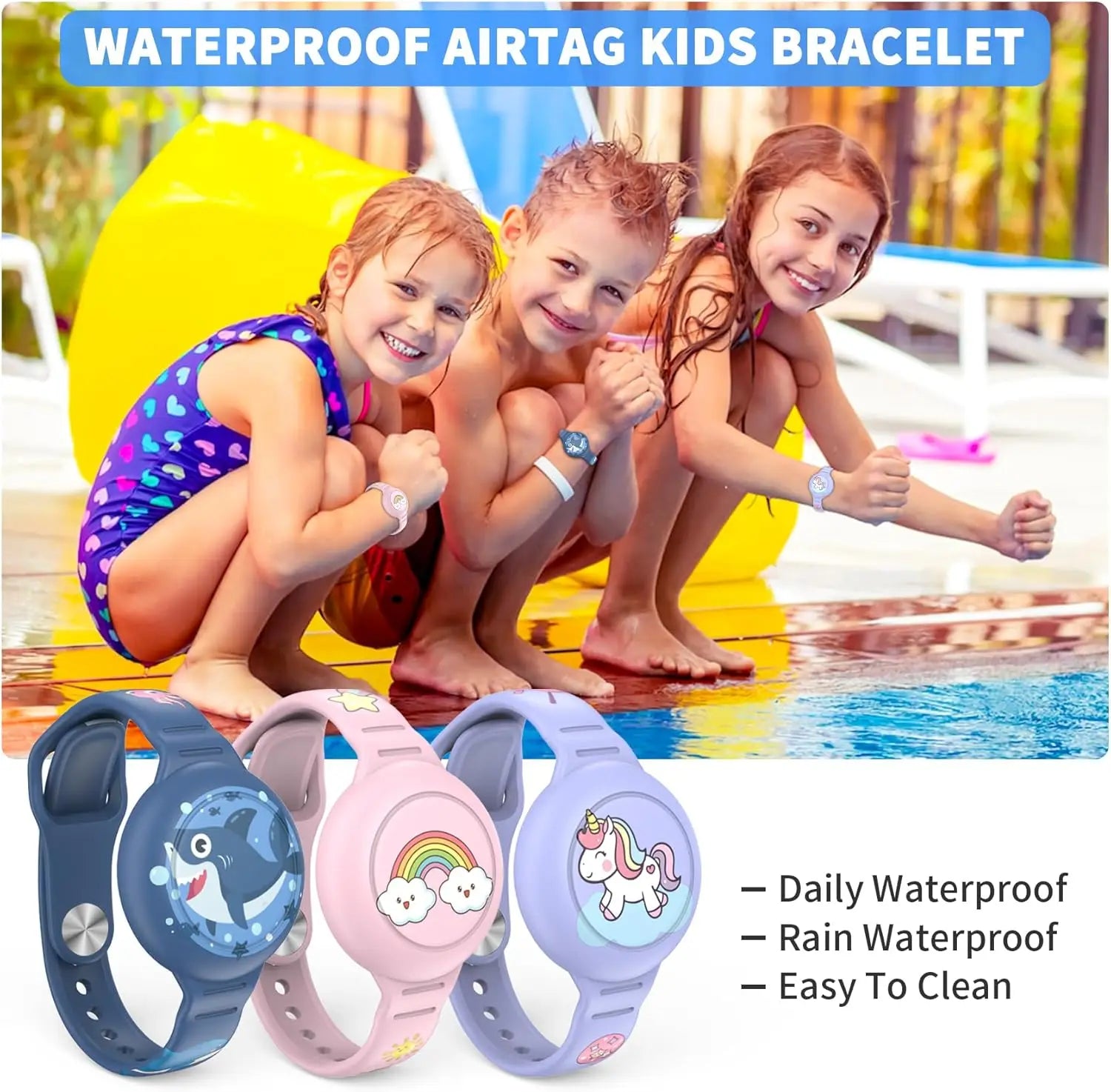 Soft silicone, children's Air Tag bracelet.