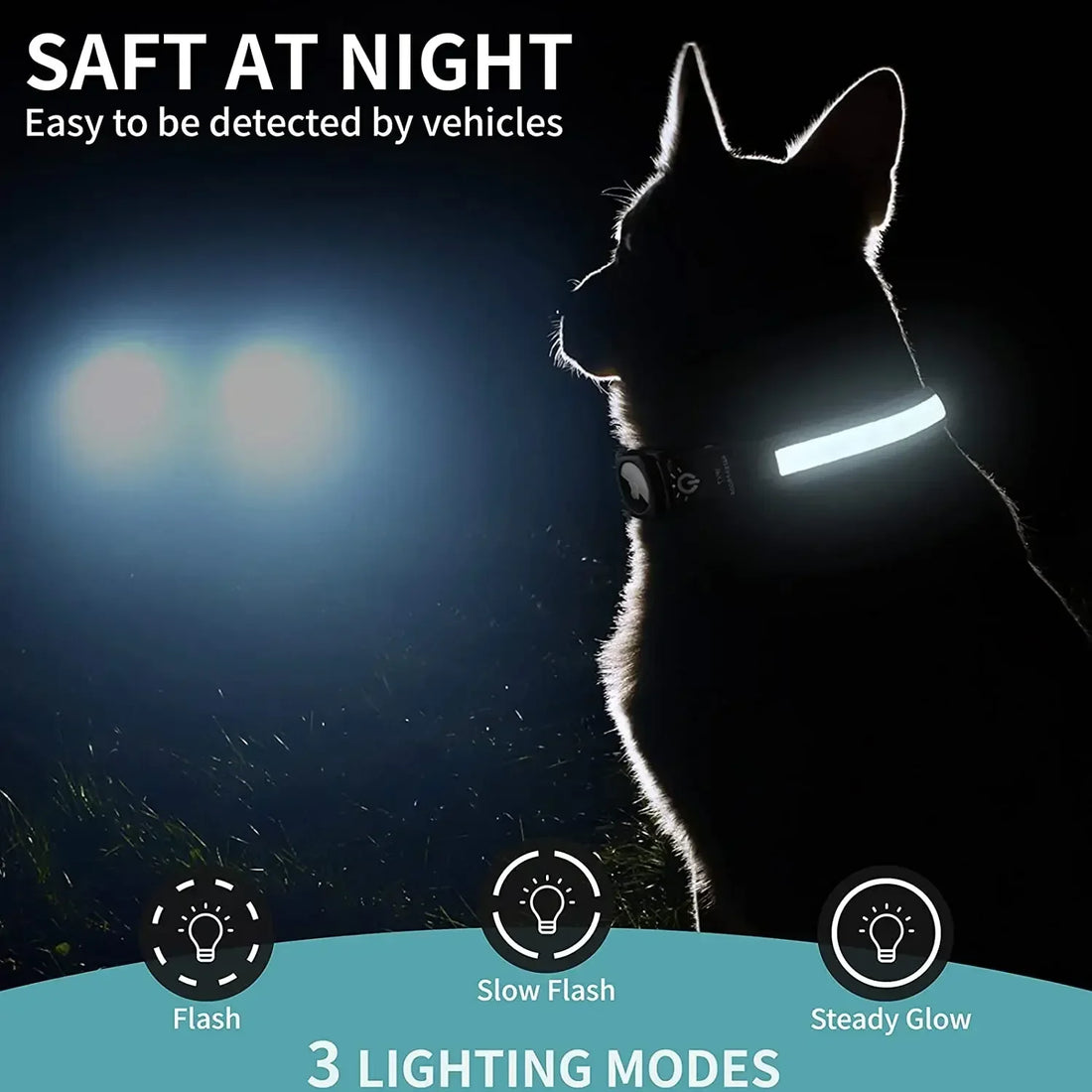 Waterproof LED dog collar. - Pink