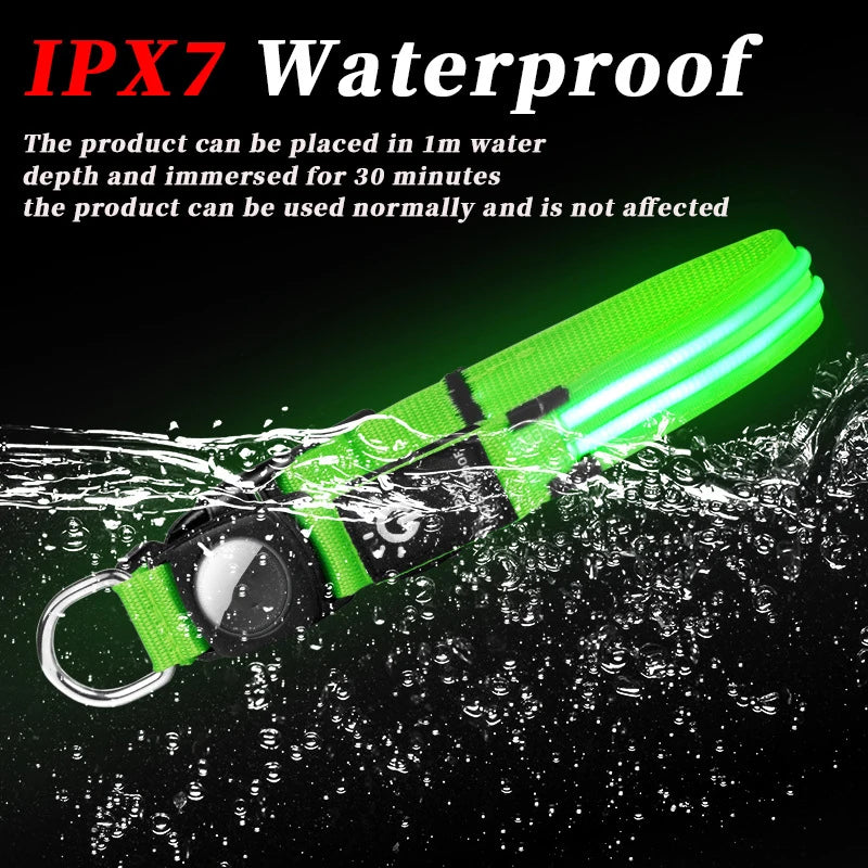 Waterproof LED dog collar. - Green