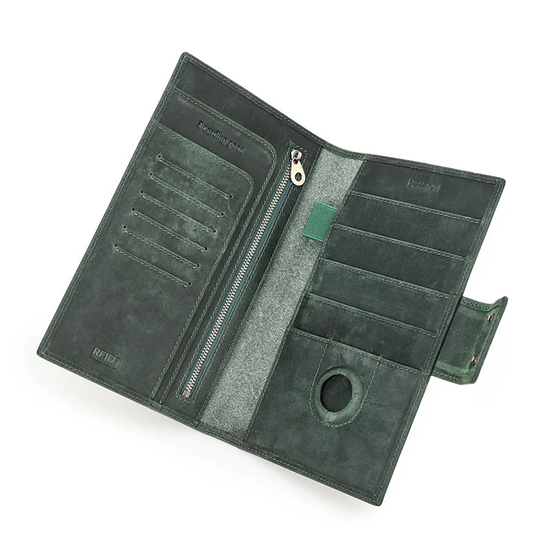Genuine Leather Family Passport Wallet (with RFID and AirTag Slot)