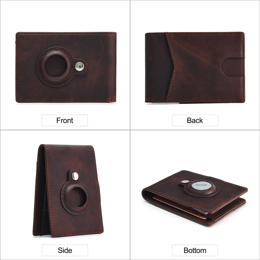 Genuine leather slim-line wallet. Chocolate