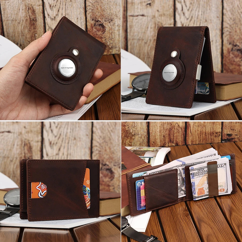 Genuine leather slim-line wallet. Chocolate