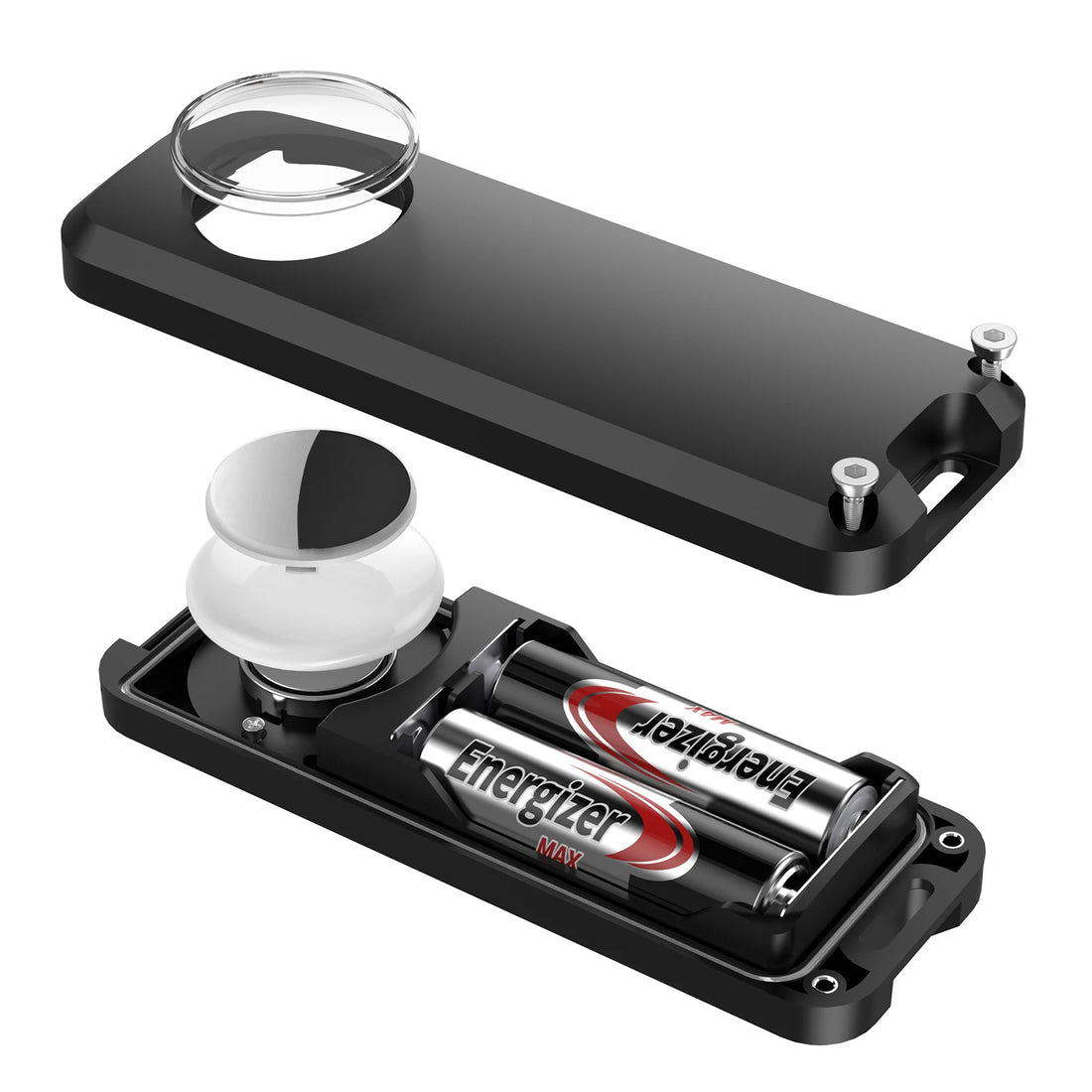 Stick-on Airtag case with additional Battery Power for extended life.
