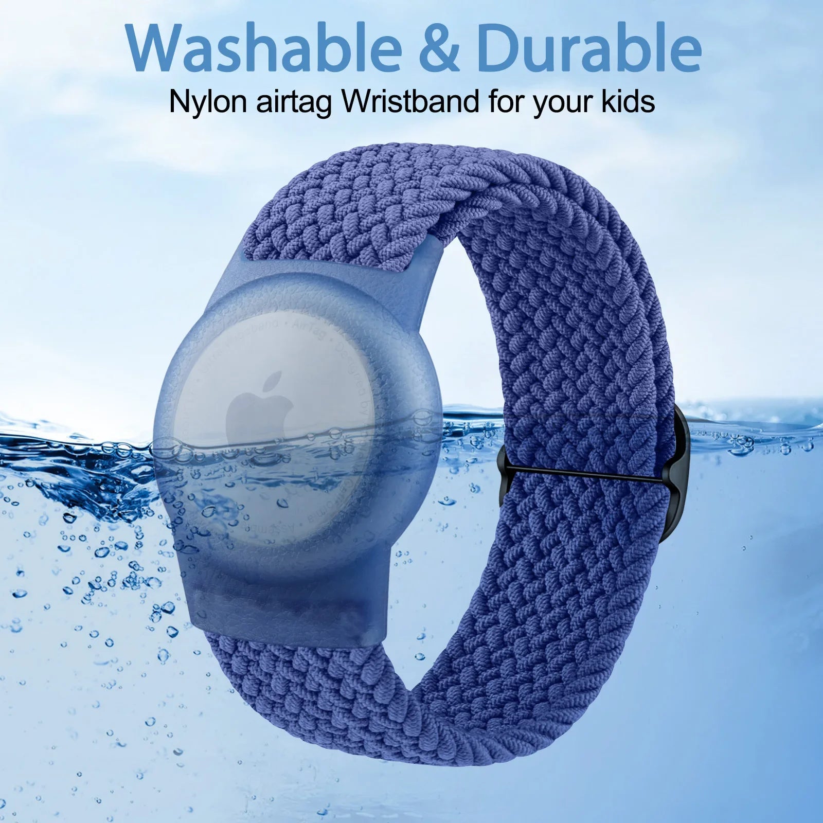 Braided children's wristband for AirTag