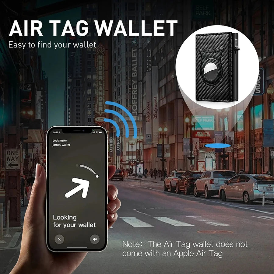 Triple fold, card pop-up wallet. Carbon