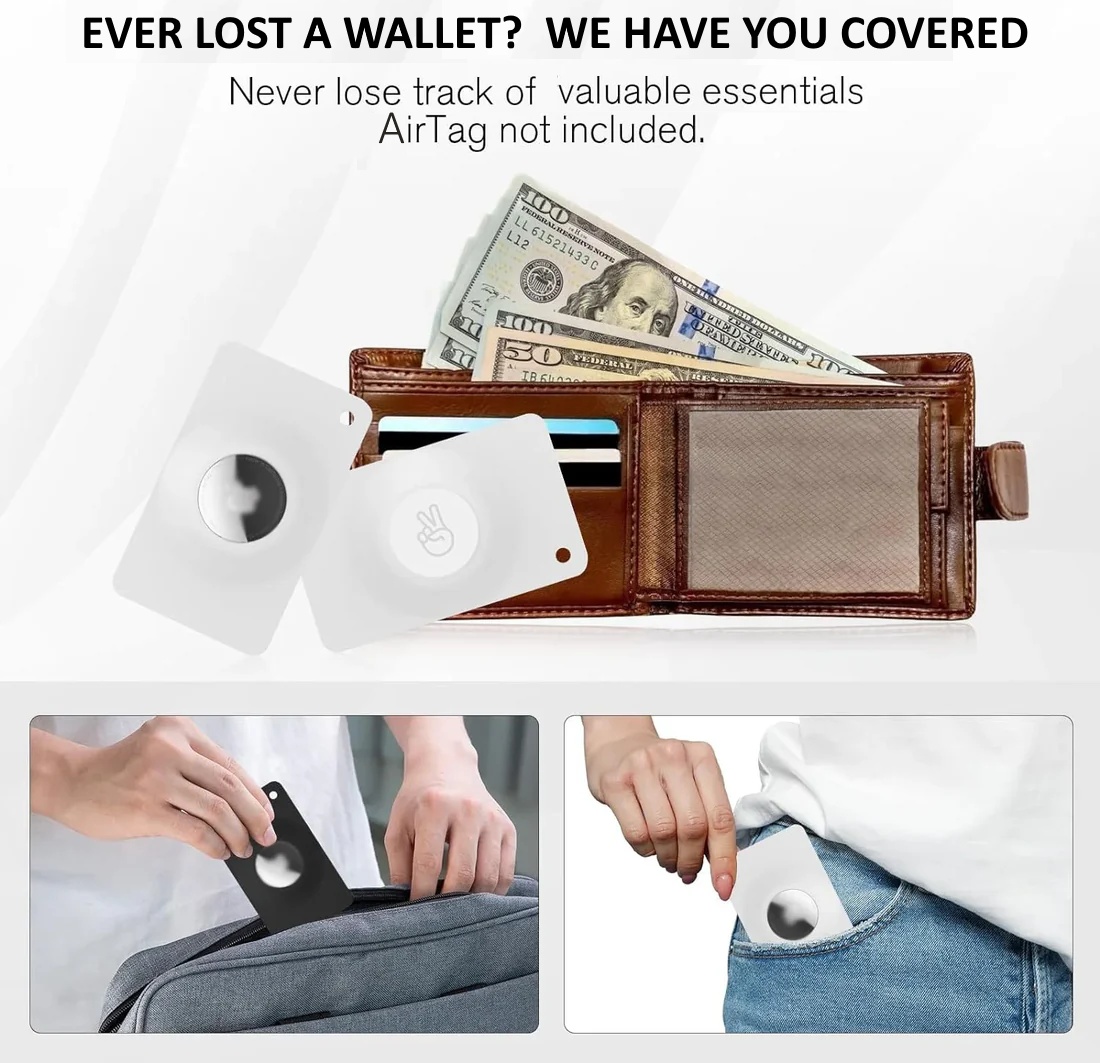 Flexible solid card AirTag holder.